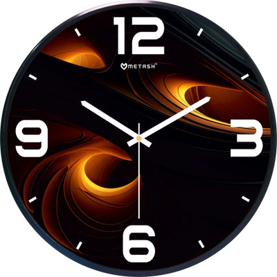 Metash Analog 30 cm X 30 cm Wall Clock(Black, Gold, With Glass, Standard)