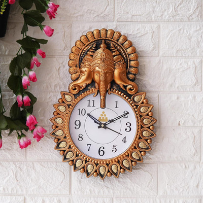 DecorHouse Analog 33.3 cm X 24.13 cm Wall Clock(Multicolor, With Glass, Standard)