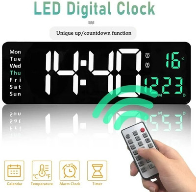 rich mart Digital 15 cm X 16 cm Wall Clock(Black, Without Glass, Double-Sided)