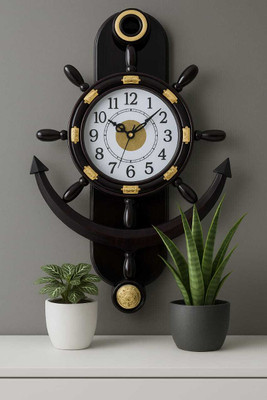 Gangaram creation Analog 33 cm X 26 cm Wall Clock(Brown, Maroon, With Glass, Standard)