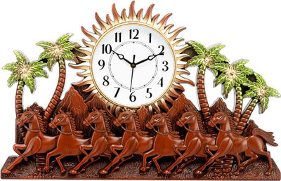 HorseHead Analog 33 cm X 53 cm Wall Clock(Multicolor, With Glass, Standard)