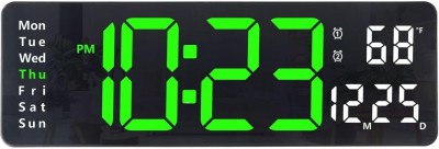 VYATIRANG Digital 12 cm X 38 cm Wall Clock(Black, Without Glass, Standard)