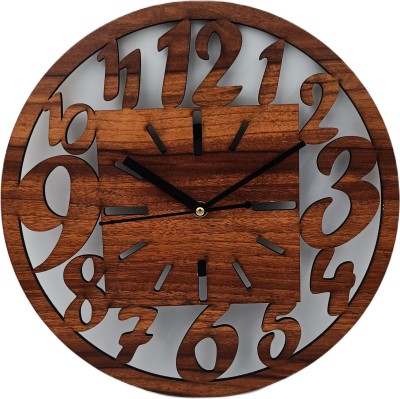 Gnexin Analog 27 cm X 27 cm Wall Clock(Brown, Without Glass, Standard)