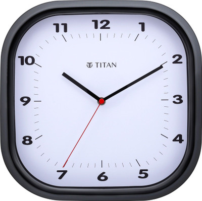Titan Analog 28 cm X 28 cm Wall Clock(Black, With Glass, Standard)