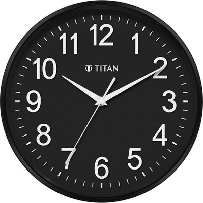 Titan Analog 30 cm X 30 cm Wall Clock(Black, With Glass, Standard)