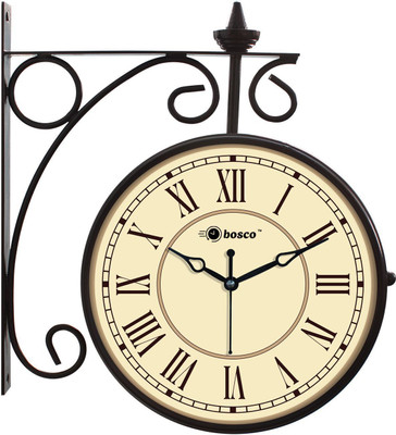 BOSCO Analog 30 cm X 30 cm Wall Clock(Black, With Glass, Station Clock)
