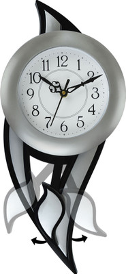 Attractionz Analog 42 cm X 17.5 cm Wall Clock(Silver, With Glass, Pendulum)