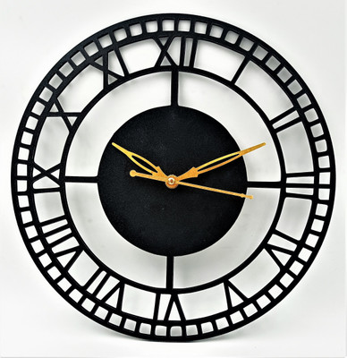 Gnexin Analog 27 cm X 27 cm Wall Clock(Black, Without Glass, Standard)