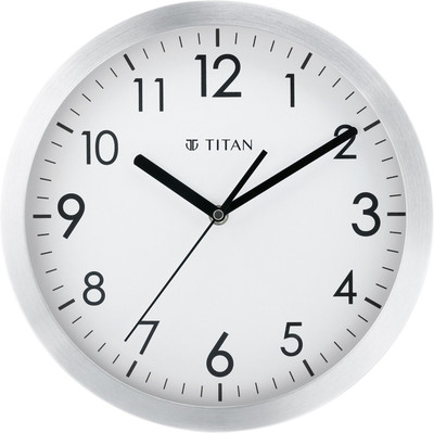 Titan Analog 30 cm X 30 cm Wall Clock(Silver, With Glass, Standard)