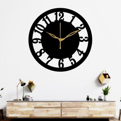 Cloqo Decor Analog 30 cm X 30 cm Wall Clock(Black, Without Glass, Standard)