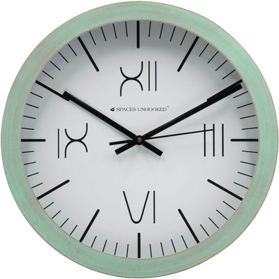 Spaces Unhooked Analog 31.5 cm X 31.5 cm Wall Clock(Green, With Glass, Standard)