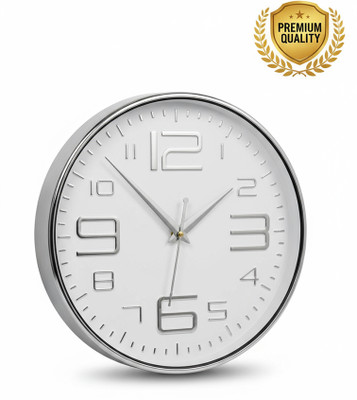InnoNest Global Analog 10 cm X 30 cm Wall Clock(Silver, With Glass, Standard)
