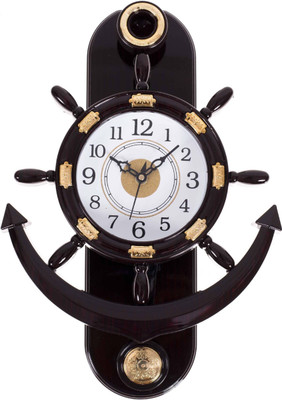 Ava creation Analog 36 cm X 26 cm Wall Clock(Brown, With Glass, Pendulum)