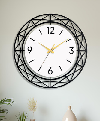 Auromin Analog 40 cm X 40 cm Wall Clock(Black, Without Glass, Standard)
