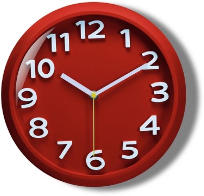 DEEP ENTERPRISE Analog 30 cm X 30 cm Wall Clock(Red, With Glass, Standard)