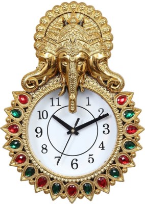 UC Union Crafts Analog 32 cm X 30 cm Wall Clock(Gold, With Glass, Standard)