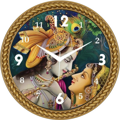 Divine Crafts Analog Wall Clock(Gold, With Glass)