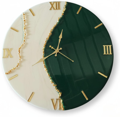 NANDAK DECORS Analog 30 cm X 30 cm Wall Clock(Green, Beige, Without Glass, Standard)