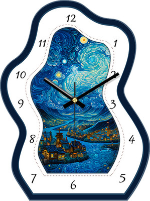 AshandRoh Analog 30 cm X 23 cm Wall Clock(Dark Blue, Blue, White, Without Glass, Standard)