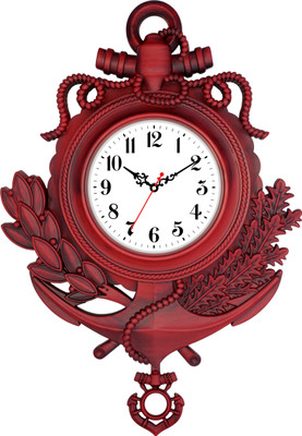 Art Amori Analog 38 cm X 45 cm Wall Clock(Red, With Glass, Pendulum)