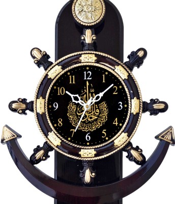 GENSHIN Analog 26 cm X 38 cm Wall Clock(Brown, With Glass, Pendulum)