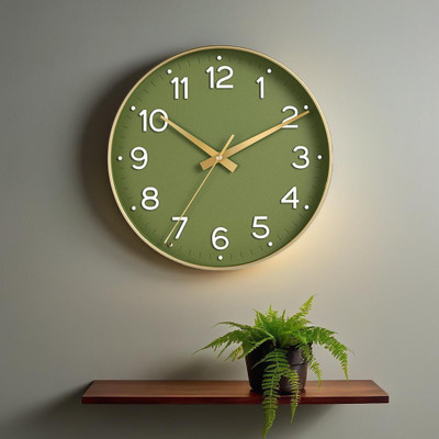 AshandRoh Analog 32 cm X 32 cm Wall Clock(Light Green, With Glass, Standard)