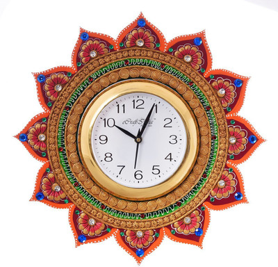 eCraftIndia Analog 35 cm X 36 cm Wall Clock(Multicolor, With Glass, Standard)
