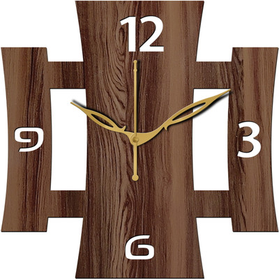 XRZZO Analog 25 cm X 25 cm Wall Clock(Brown, Without Glass, Standard)