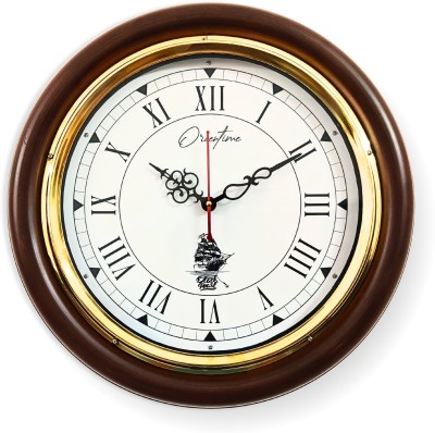 Sayara Analog 40.64 cm X 40.64 cm Wall Clock(Brown, With Glass, Standard)