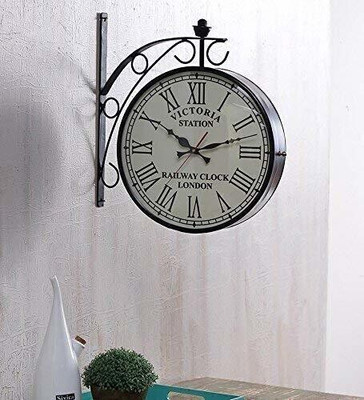 Option Gallery Analog 30 cm X 32 cm Wall Clock(White, With Glass, Double-Sided)