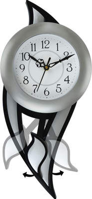 Attractionz Analog 42 cm X 17.5 cm Wall Clock(Silver, With Glass, Pendulum)