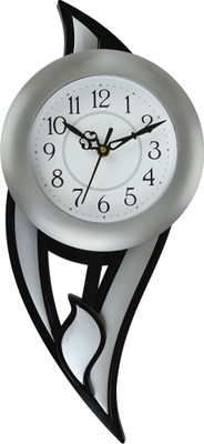 Attractionz Analog 42 cm X 17.5 cm Wall Clock(Silver, With Glass, Pendulum)