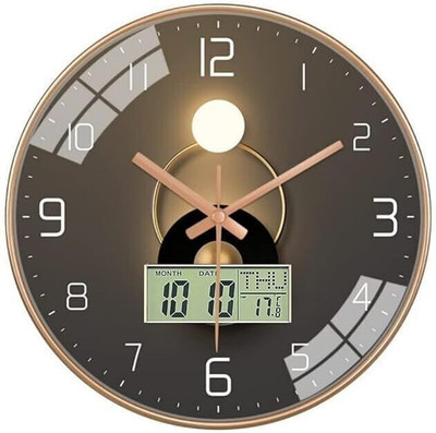 DEEP ENTERPRISE Analog-Digital 30 cm X 30 cm Wall Clock(Brown, With Glass, Standard)