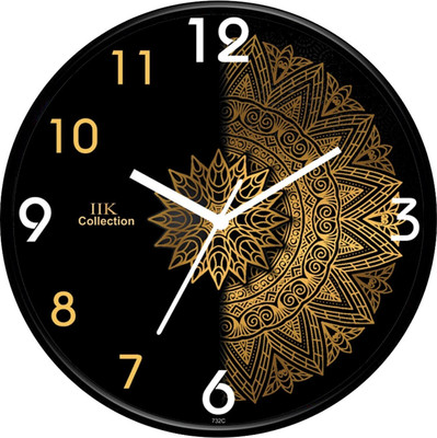 IIK Collection Analog 28 cm X 28 cm Wall Clock(Black, With Glass, Standard)
