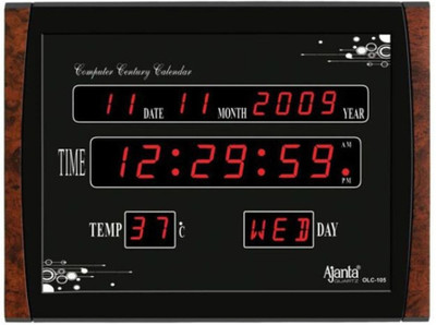 AJANTA Digital 30 cm X 40 cm Wall Clock(Black, With Glass, Standard)