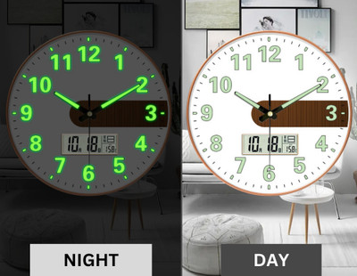 WHISKET Digital 30 cm X 30 cm Wall Clock(White, Brown, With Glass, Standard)