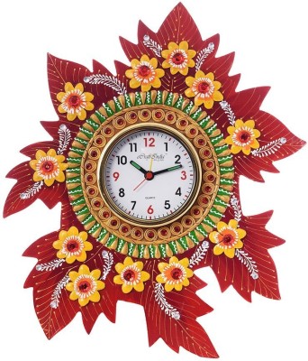 eCraftIndia Analog 35 cm X 30 cm Wall Clock(Red, With Glass, Standard)