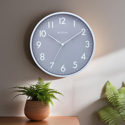 Titan Analog 29.5 cm X 29.5 cm Wall Clock(Grey, With Glass, Standard)