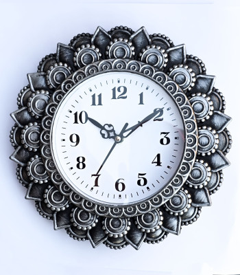 Nipa Enterprise Analog 25.4 cm X 25.4 cm Wall Clock(Silver, With Glass, Standard)