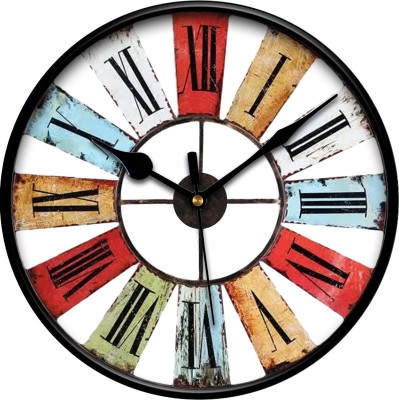 IIK Collection Analog 28 cm X 28 cm Wall Clock(Multicolor, With Glass, Standard)
