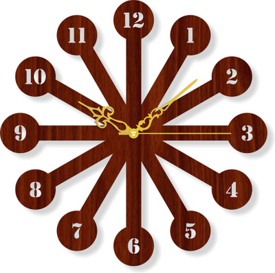 Phonedda Analog 30 cm X 30 cm Wall Clock(Brown, Without Glass, Standard)