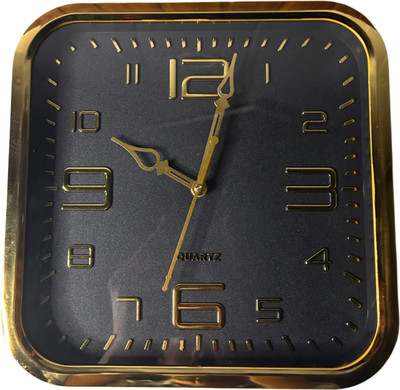 SS TRADER Analog 25 cm X 25 cm Wall Clock(Gold, With Glass, Standard)