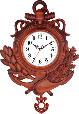 Art Amori Analog 38 cm X 45 cm Wall Clock(Brown, With Glass, Pendulum)