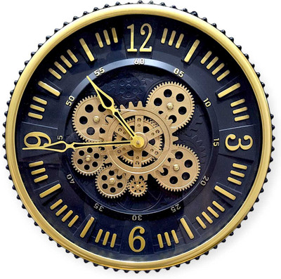 THEGREEKDECOR Analog 38 cm X 38 cm Wall Clock(Black, Gold, Without Glass, Standard)