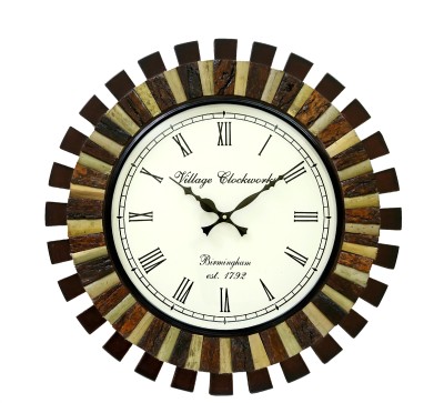 royal craft palace Analog 45.7 cm X 45.7 cm Wall Clock(Brown, Yellow, With Glass, Standard)