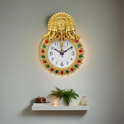 BIG BANG CREATIONS Analog 33 cm X 23 cm Wall Clock(Yellow, With Glass, Standard)