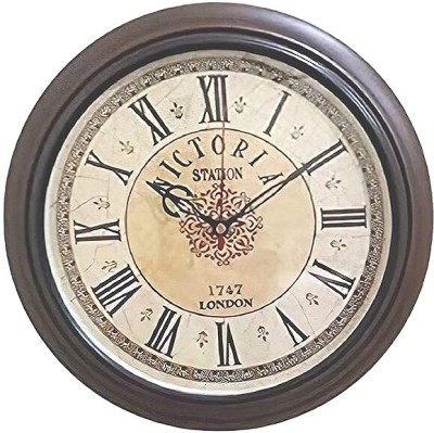 Shah Faisal Analog 30.48 cm X 30.48 cm Wall Clock(Brown, With Glass, Standard)