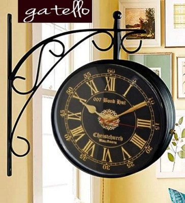 gateffo Analog 32 cm X 32 cm Wall Clock(Black, With Glass, Double-Sided)