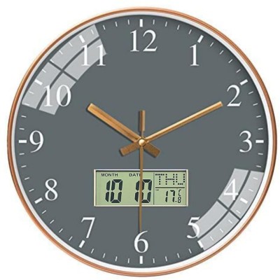 AshandRoh Analog-Digital 32 cm X 32 cm Wall Clock(Grey, With Glass, Standard)