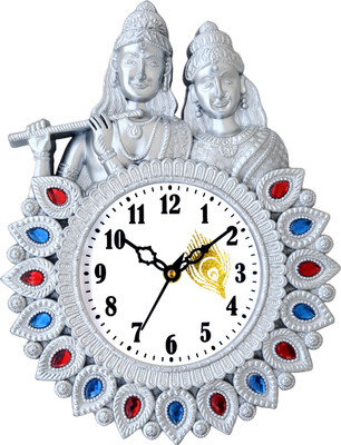 Ava creation Analog 30 cm X 22 cm Wall Clock(Silver, With Glass, Standard)